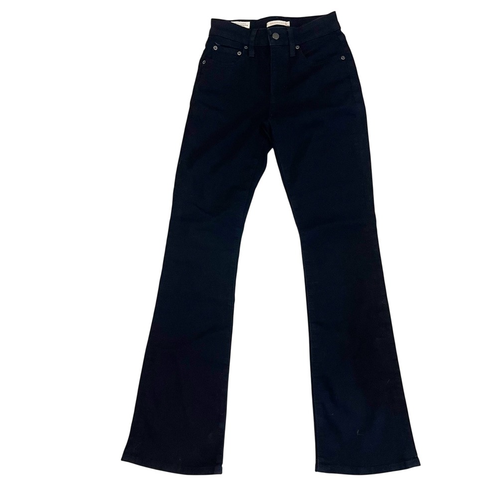 Levis Premium 725 High Rise Bootcut Jeans Black Stretch Denim Big E - Size 25